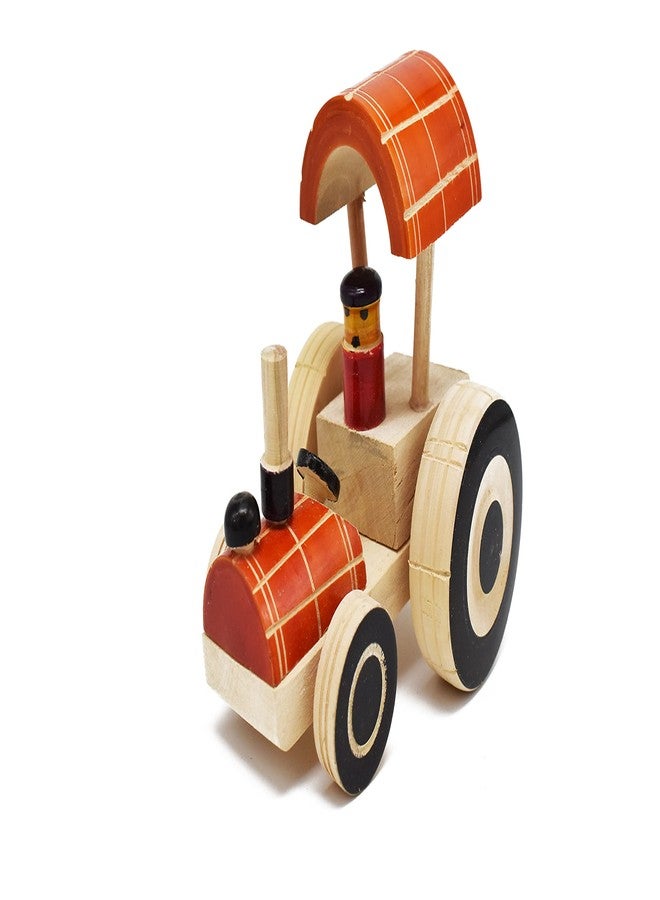 justhandmade Just Handmade Wooden Tactor with Rolling Wheel | Train (Combo of 2) - Image 2